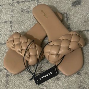 Express Tan Slide Flat Sandal. Size 6.5